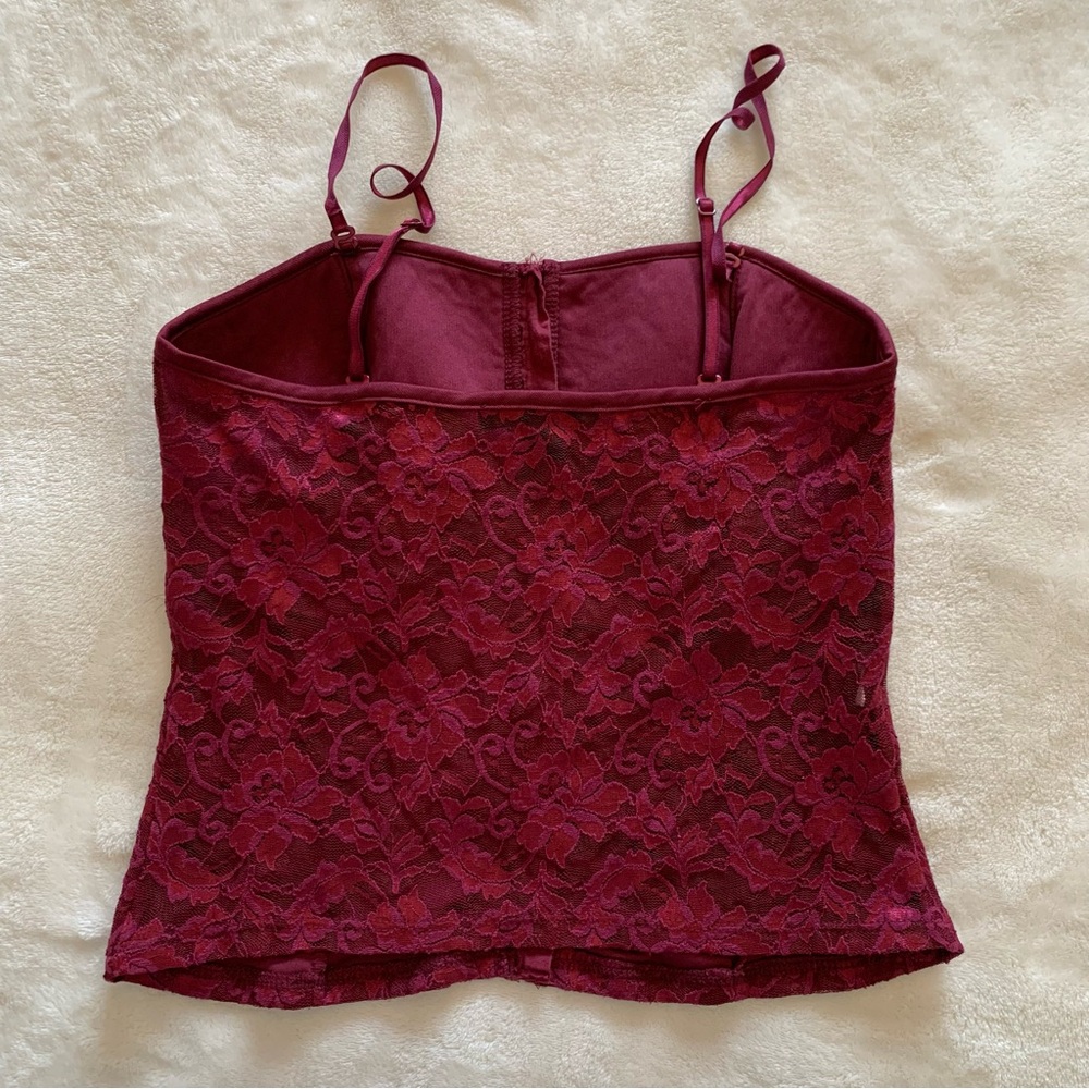 Express Burgundy Lace Bustier Tank Top - Picture 8 of 8
